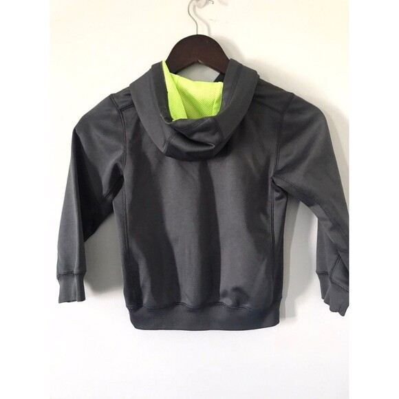 Nike Therma Fit Boys Hoodie Gray With Flourescent Green & White Lettering Size 6 - Picture 3 of 4